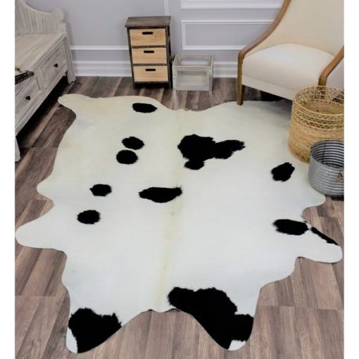 Black White Real Cowhide Rug