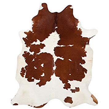 Crossfabs Original Cowhide Brown & White Rug New 100% Leather Cow Skin - X-Large