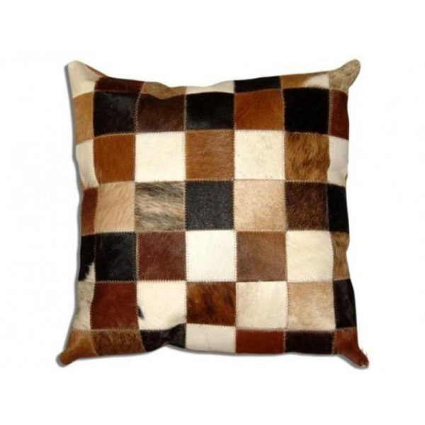 Real Cowhide Patchwork Pillow Cover 16x16