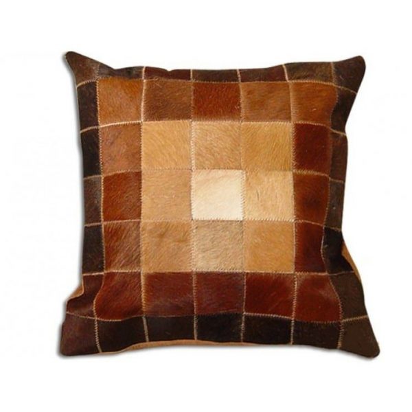 Genuine Cowhide Patchwork Pillow Cover 16x16