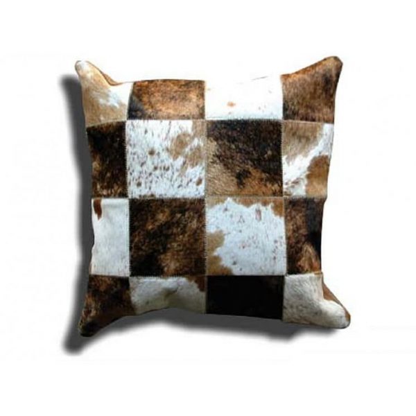 Real Cowhide Patchwork Pillow Cover 16x16