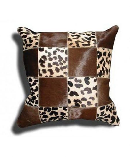 Real Cowhide Patchwork Pillow Cover 16x16