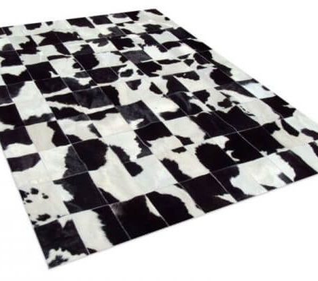 Black And White Real Cowhide Patchwork Rug