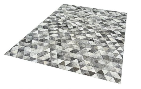 Real Grey Cowhide Patchwork Rug