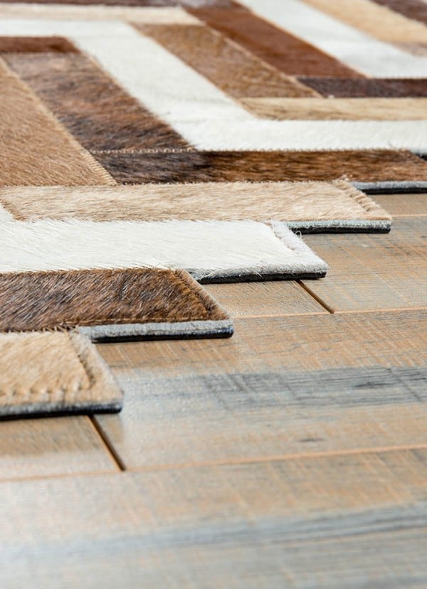 Zig Zag Cowhide Patchwork Rug