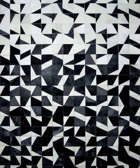 Black and White Cowhide Patchwork Rug
