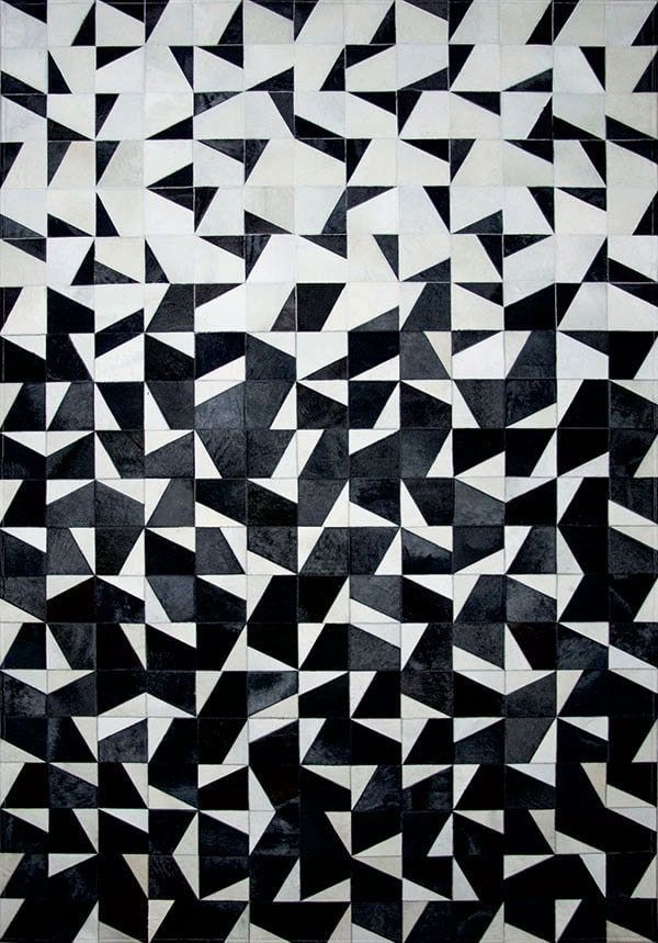 Black and White Cowhide Patchwork Rug